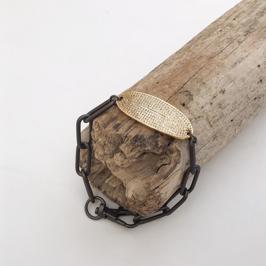 Oval Pave Tag on XL Paperclip
