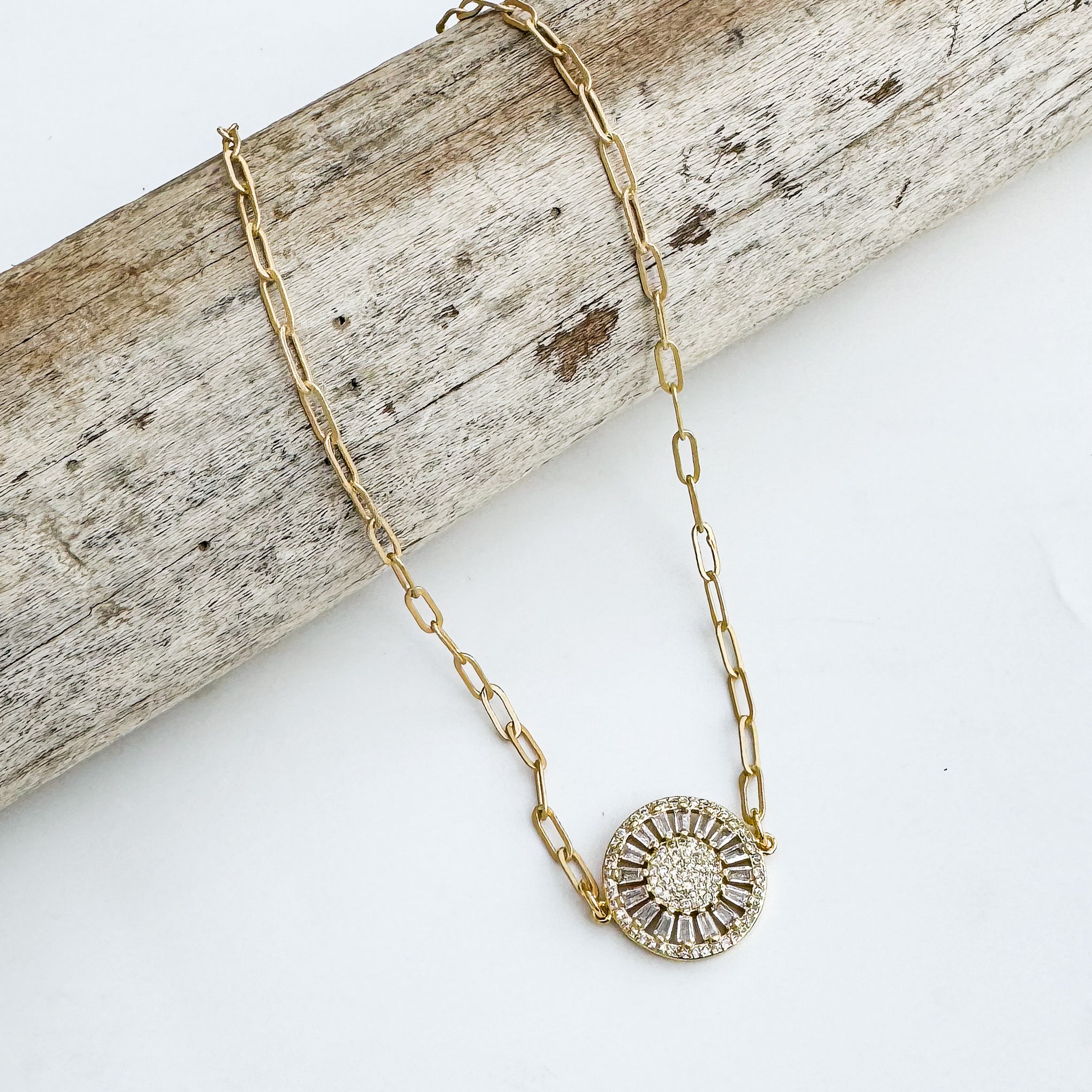 Pave CZ Clear Wheel Paperclip
