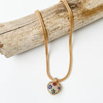Quilted Heart on Flat Woven Chain 18”