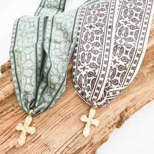 Long Tail Cross on Scarf Necklace