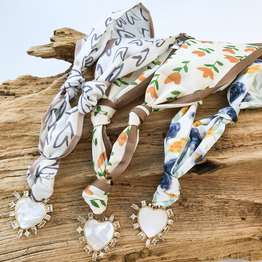 Abstract CZ Heart on Scarf Necklace