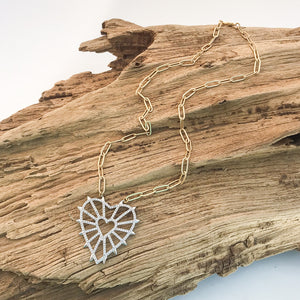 Studded CZ Heart on Large Paperclip