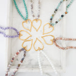 Gemstone Beaded Necklace w/ XL Heart