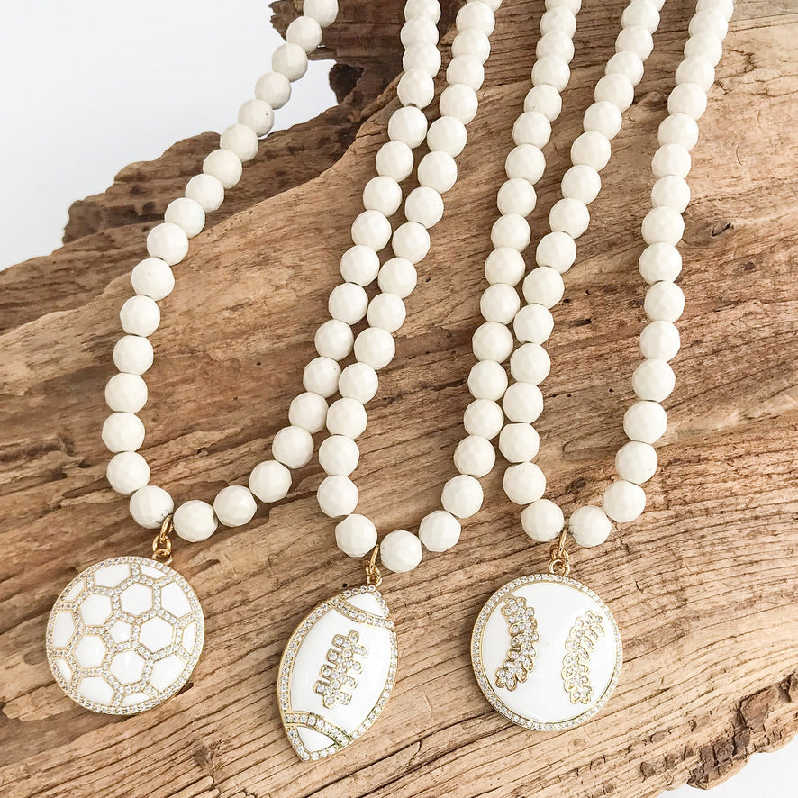 Baseball on Gemstone Necklace