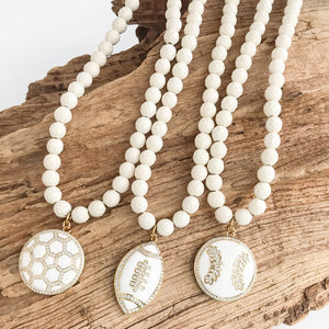 Baseball on Gemstone Necklace