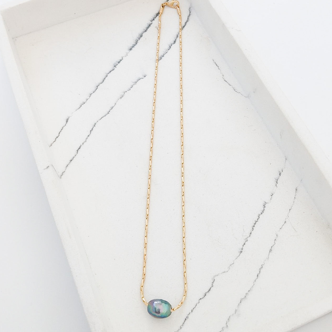 Petite Rope Chain 16” w/ Mini Pearl