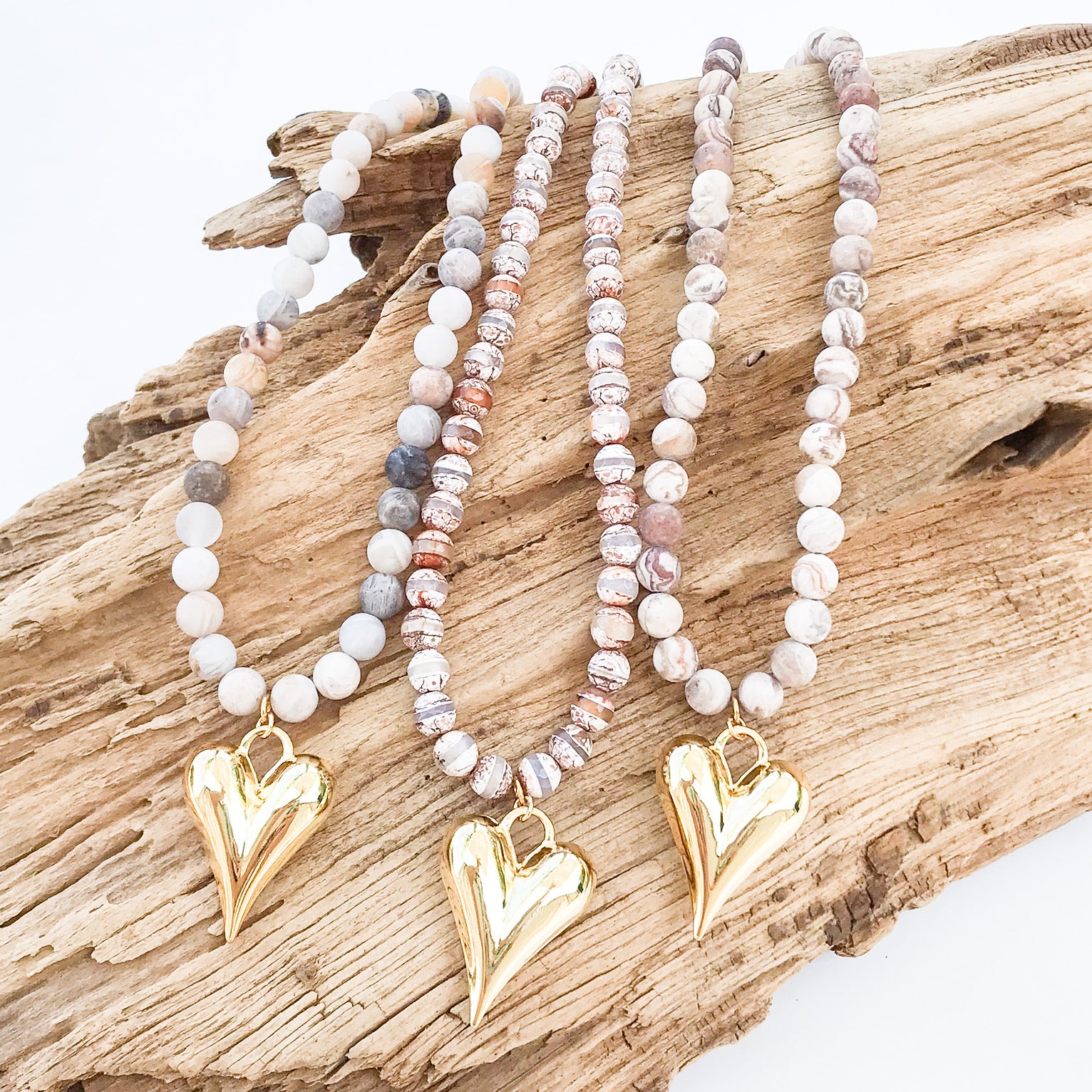 Puffy Heart on 8MM Necklace