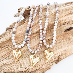 Puffy Heart on 8MM Necklace