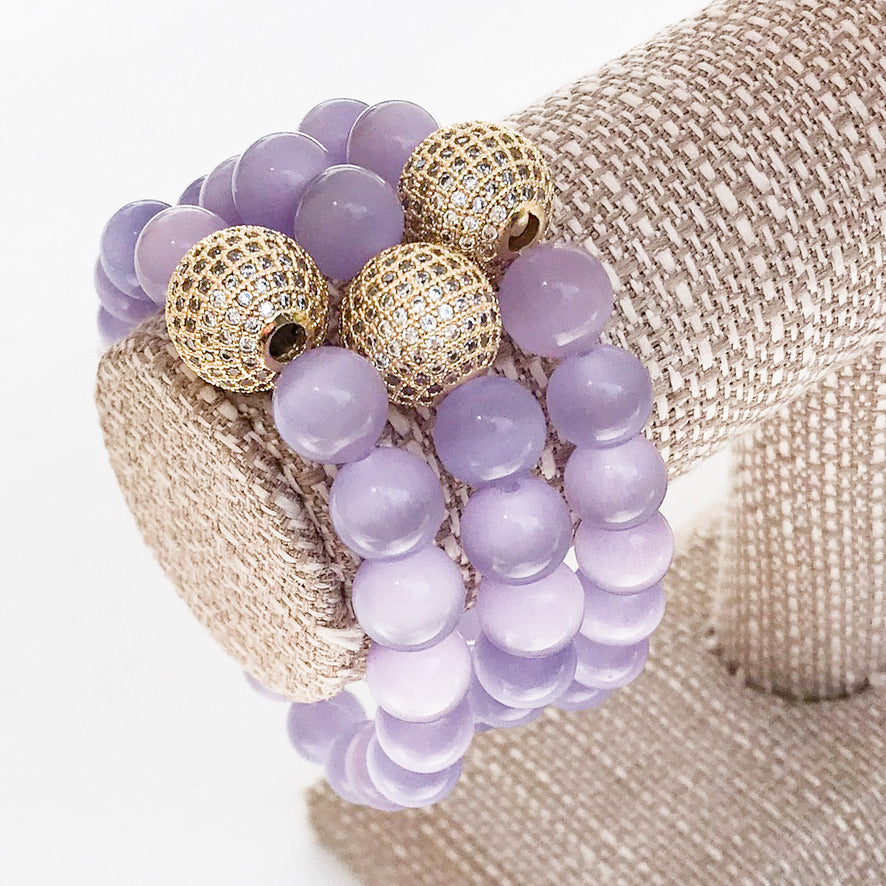 Gemstone Pave Ball Bracelets