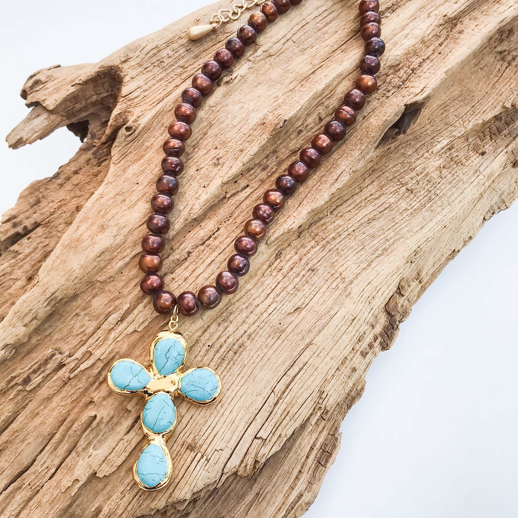 Jumbo Freshwater Pearl Cross on Potato Pearls