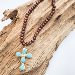 Jumbo Freshwater Pearl Cross on Potato Pearls