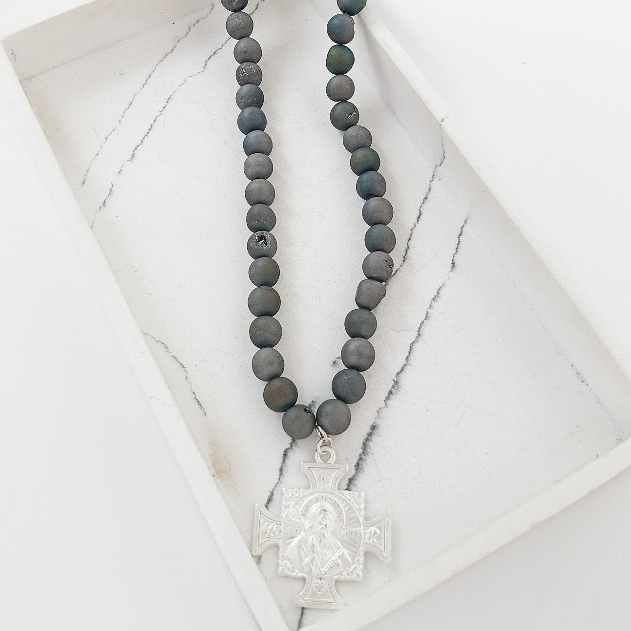 Gemstone Necklace w/ St Ben