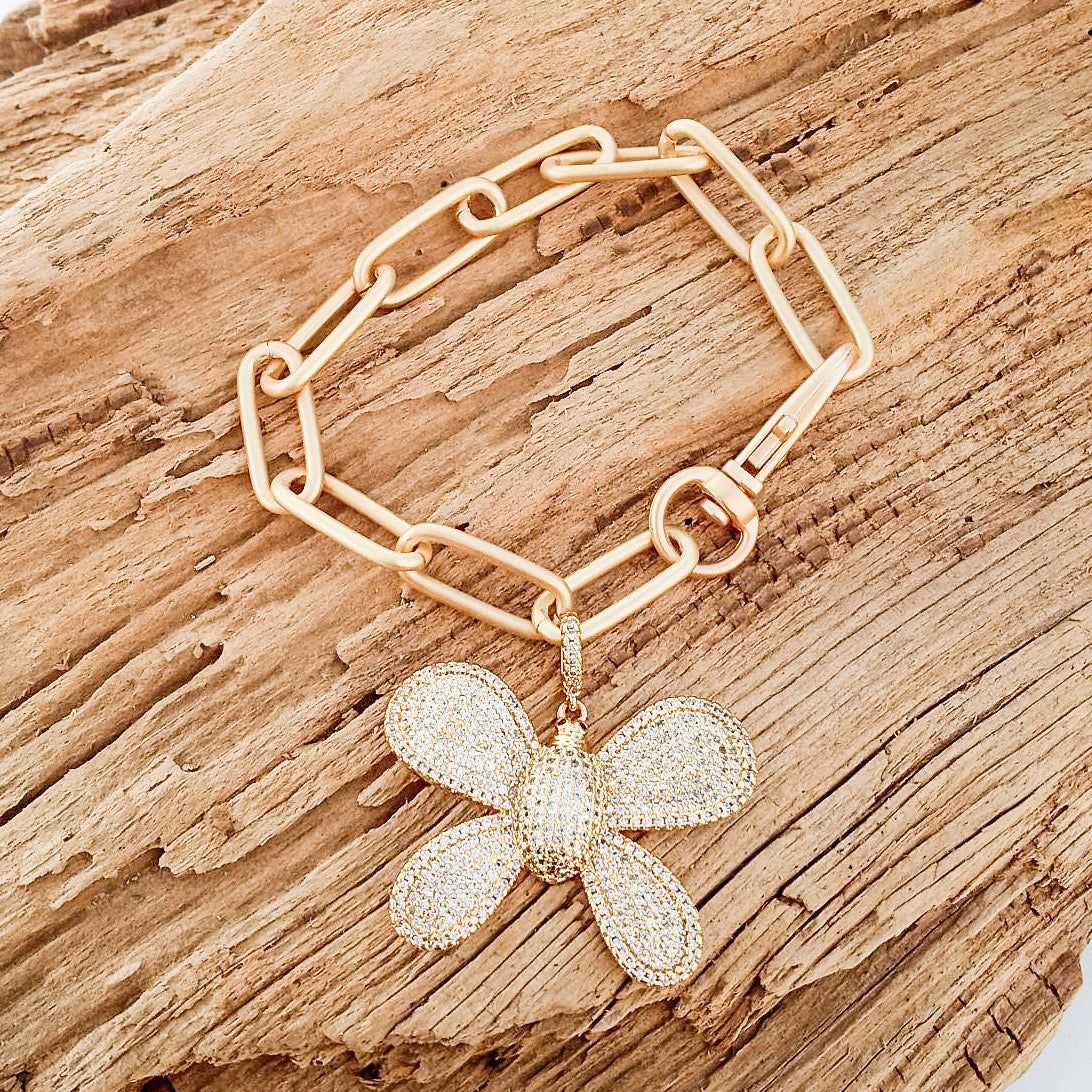 Butterfly on XL Paperclip Bracelet