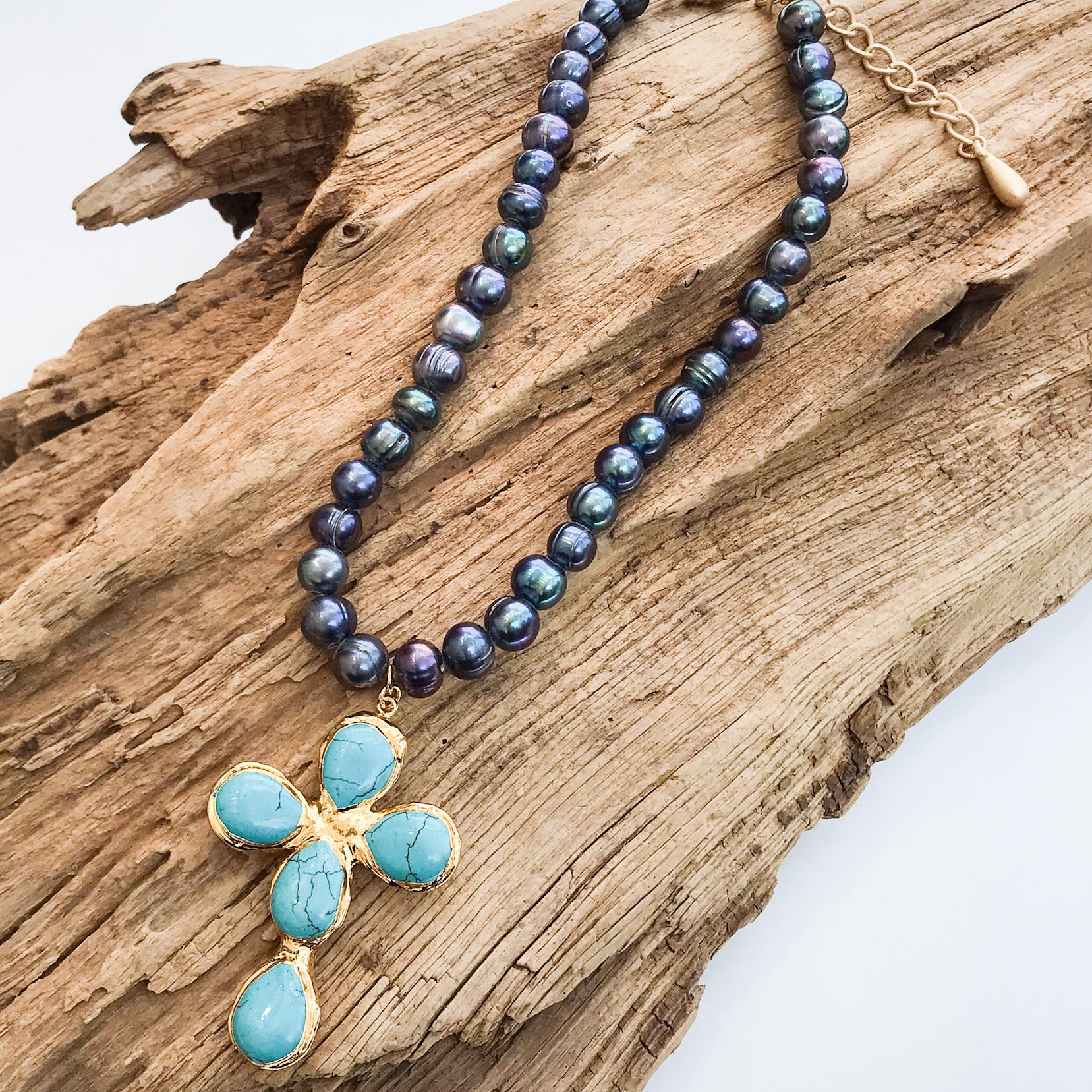 Jumbo Freshwater Pearl Cross on Potato Pearls