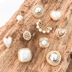 Square Puff Pearl Earrings