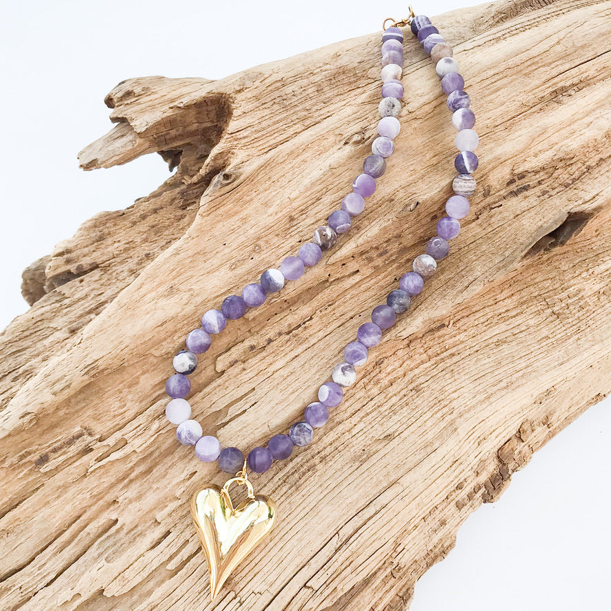 Puffy Heart on 8MM Necklace