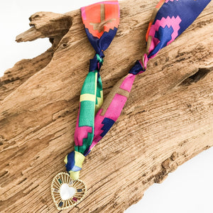 Spokes Heart on Scarf Necklace