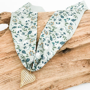 Ribbon CZ Heart On Scarf Necklace