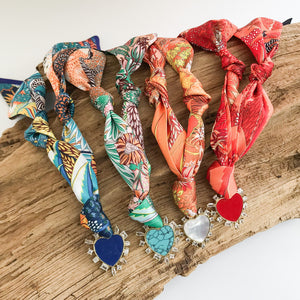Abstract CZ Heart on Scarf Necklace