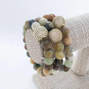Gemstone Pave Ball Bracelets