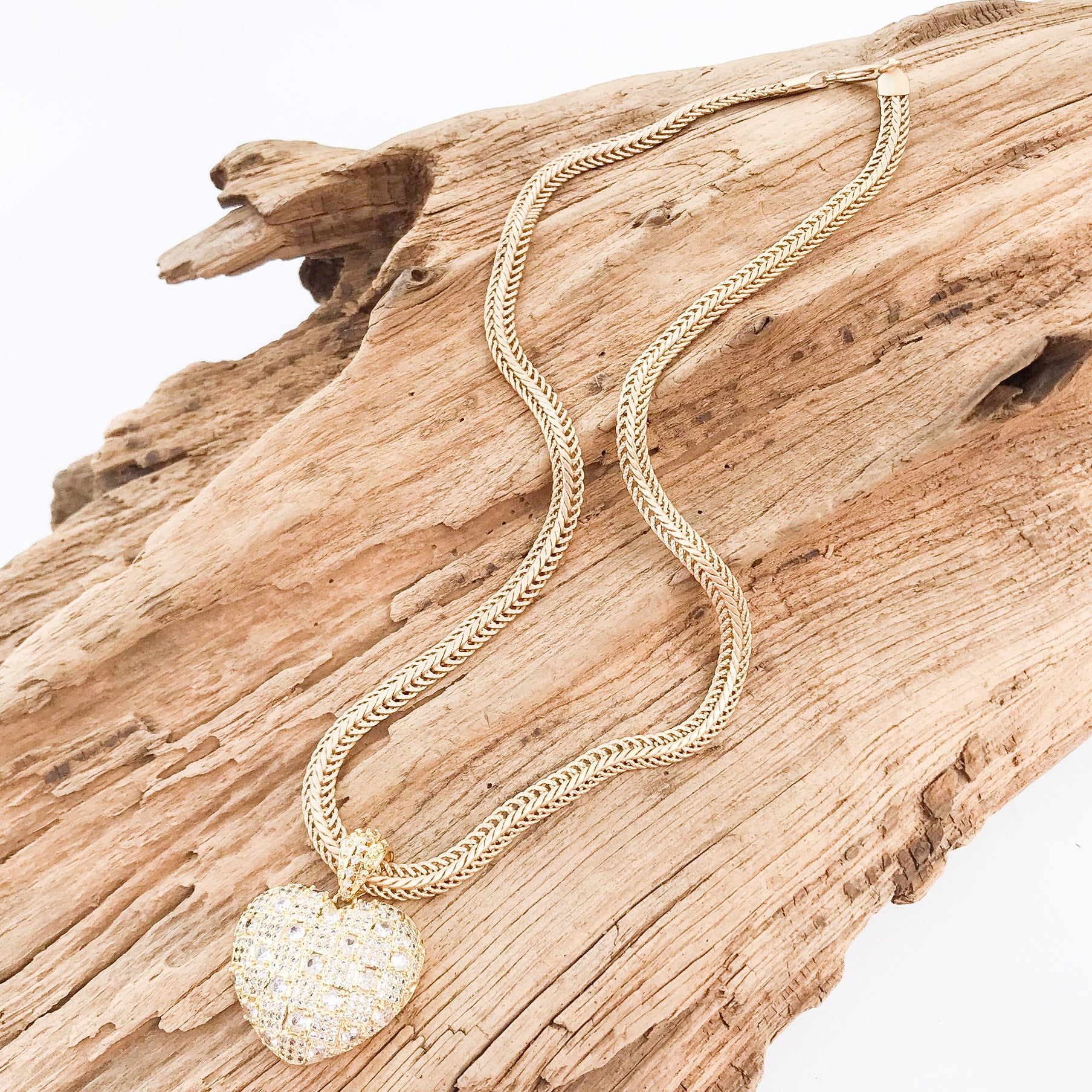 Rhinestone Encrusted Puff Heart on Double Weave