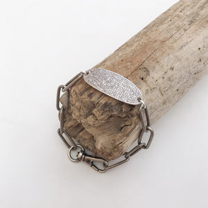 Oval Pave Tag on XL Paperclip