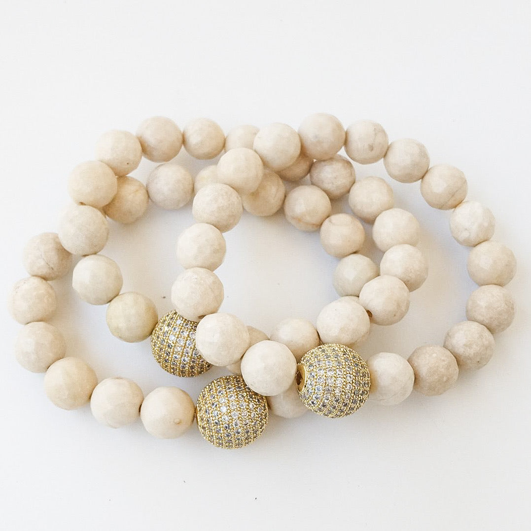 Gemstone Pave Ball Bracelets