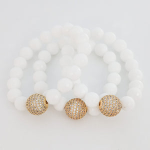 Gemstone Pave Ball Bracelets