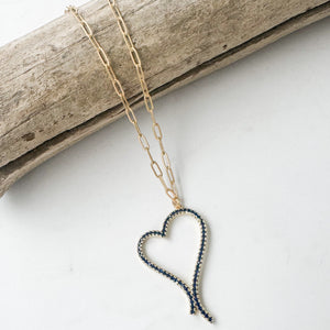 Cz Script Drop Heart on Large Paperclip