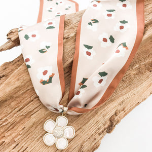 Ornate Flower on Scarf Necklace