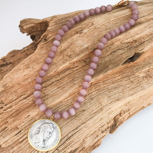 Vintage Coin on 10mm Gemstone