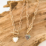 Mother of Pearl Heart on Helix Chain