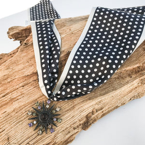Colorful Flower on Scarf Necklace