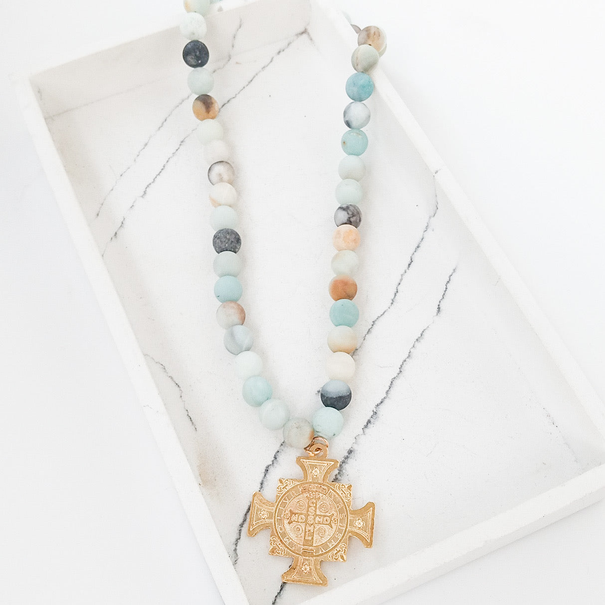 Gemstone Necklace w/ St Ben