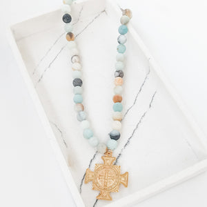 Gemstone Necklace w/ St Ben