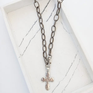 Etched Chain w/ Long-tail Cross 20”