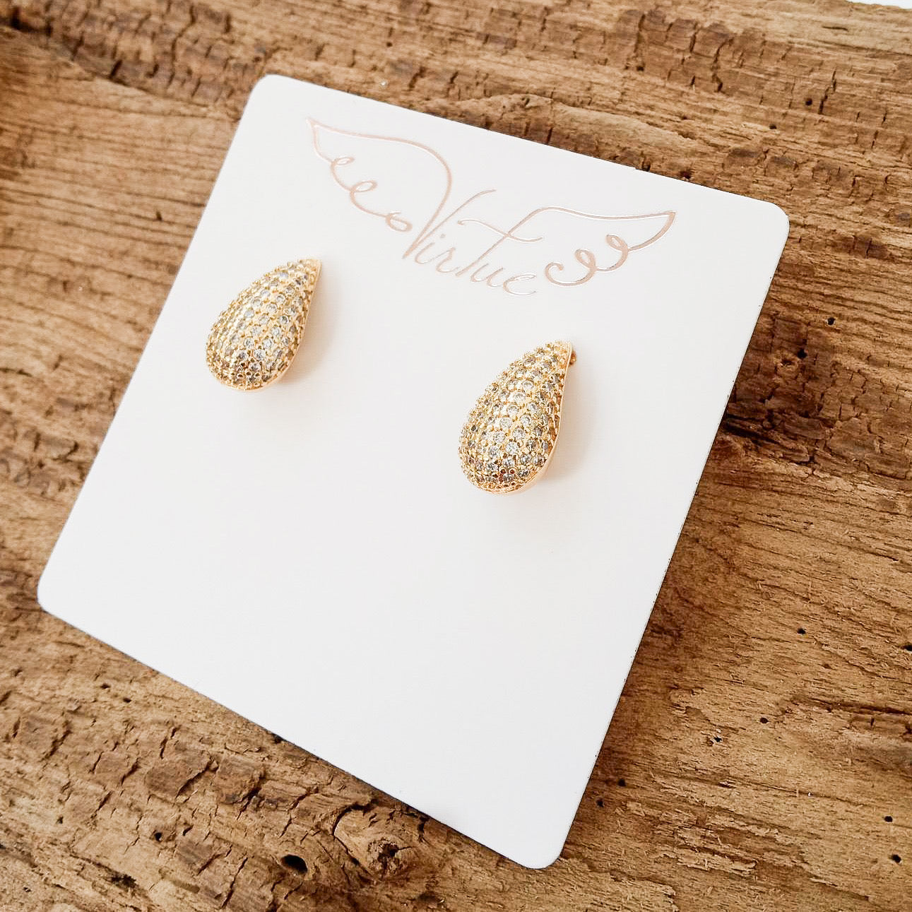 Pave Teardrop Studs