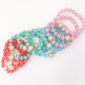 Gemstone Pave Ball Bracelets