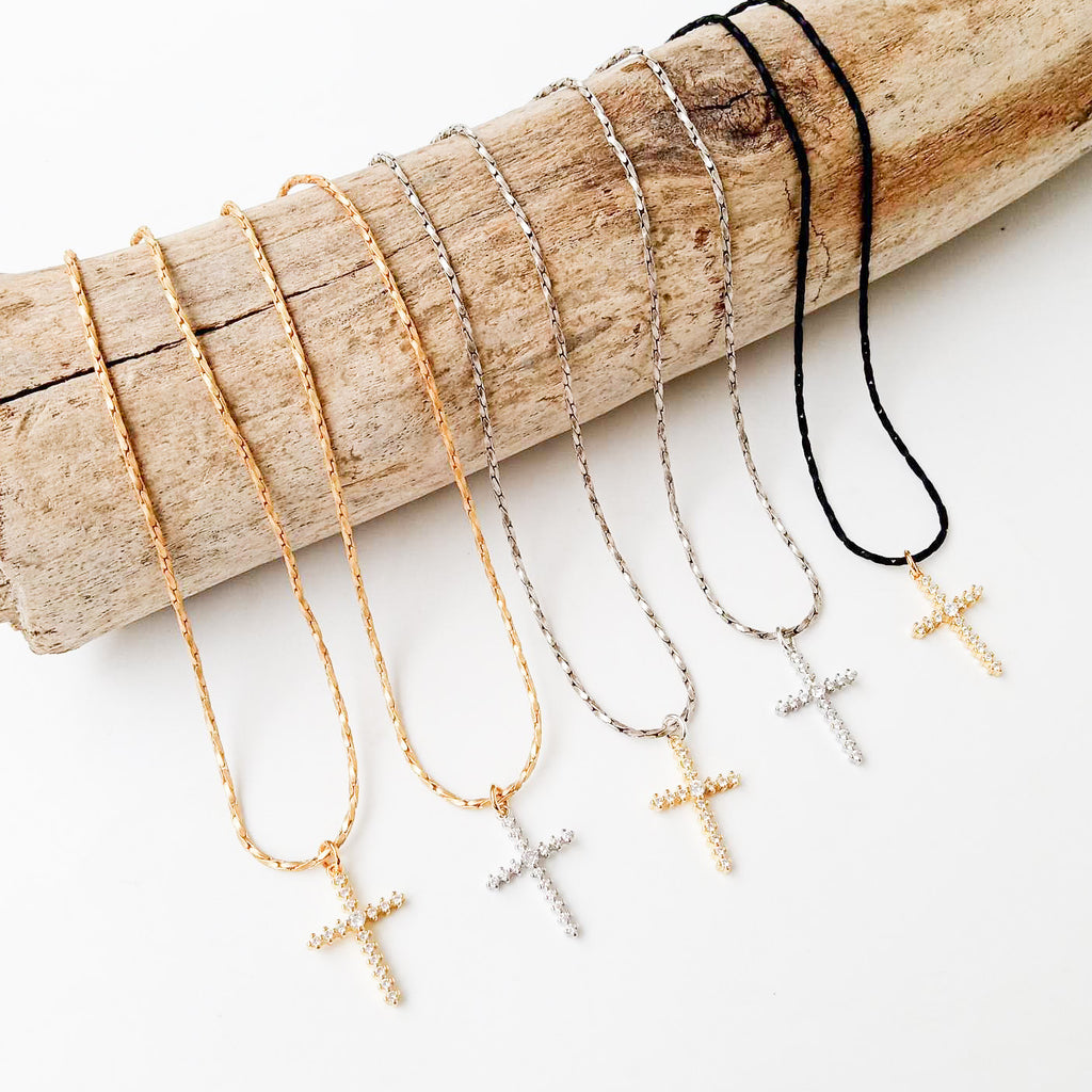 Petite Rope Chain 16” W/ CZ Cross