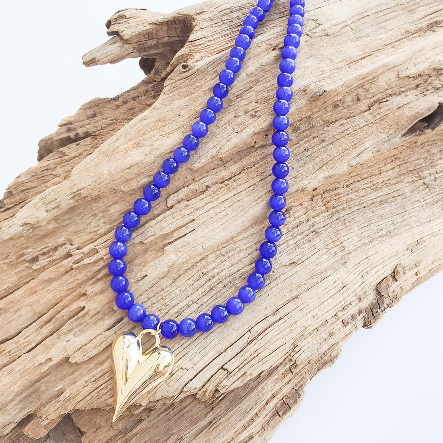 Puffy Heart on 8MM Necklace