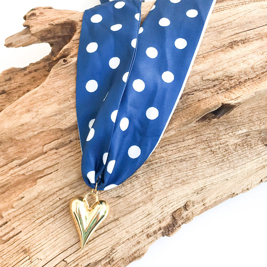 Puff Heart on Scarf Necklace