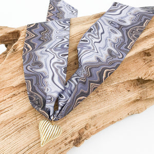 Ribbon CZ Heart On Scarf Necklace