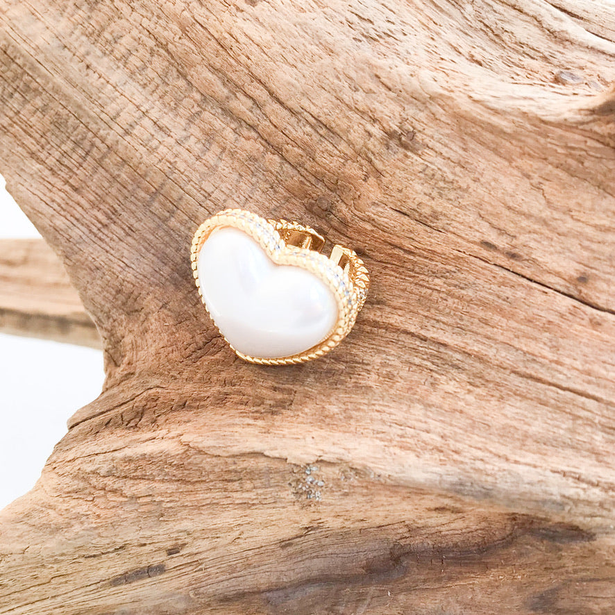 Heart Puff Pearl Ring