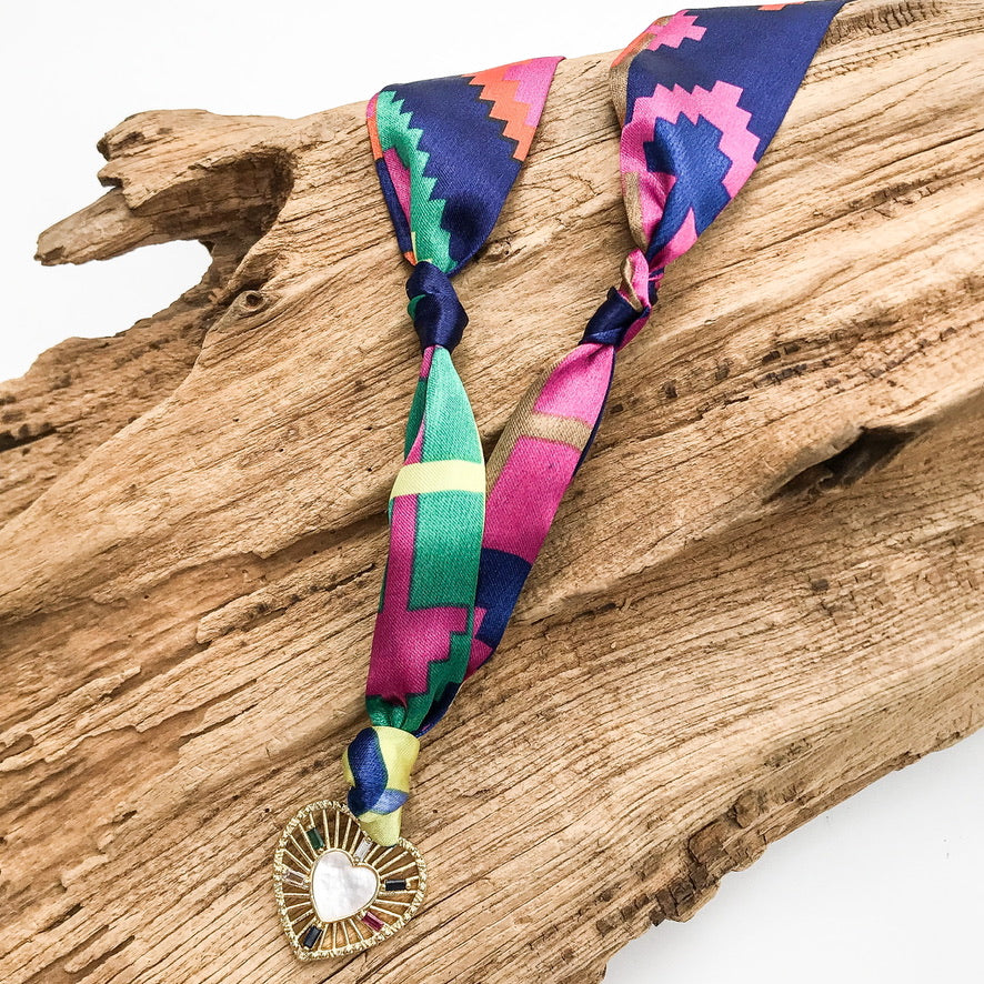 Spokes Heart on Scarf Necklace