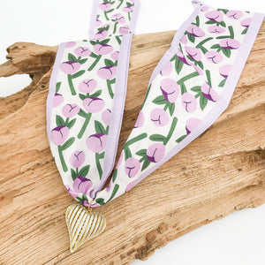Ribbon CZ Heart On Scarf Necklace