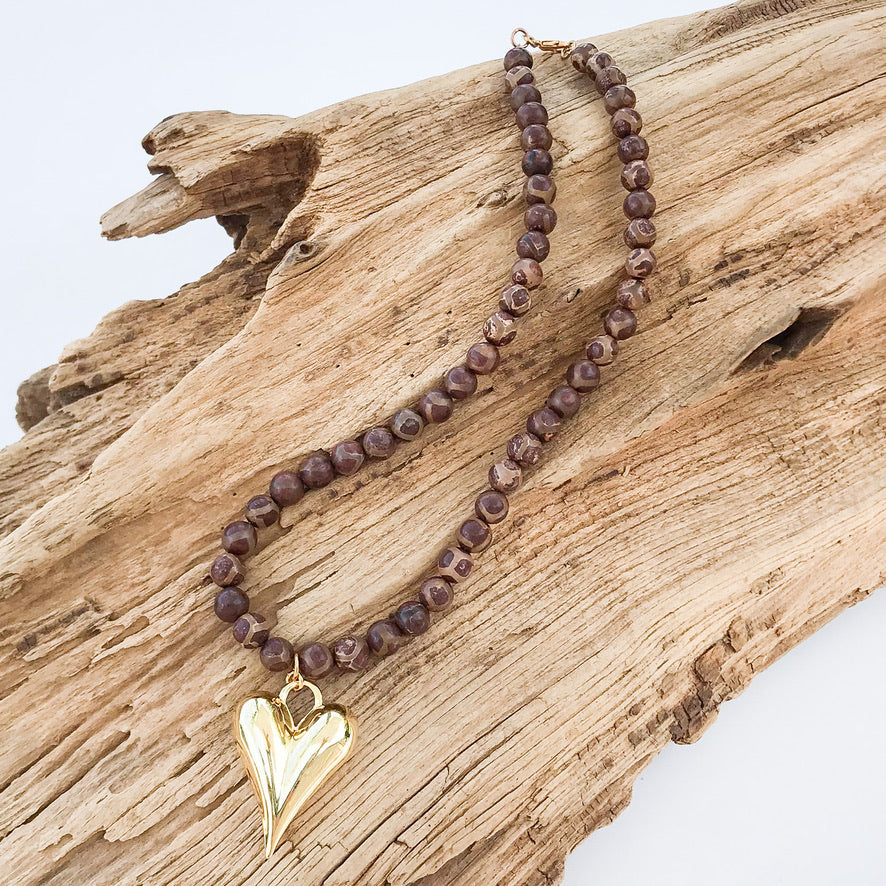 Puffy Heart on 8MM Necklace