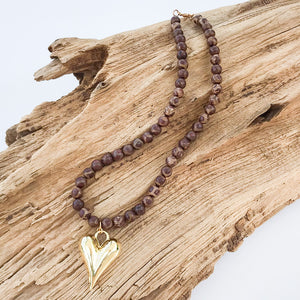 Puffy Heart on 8MM Necklace