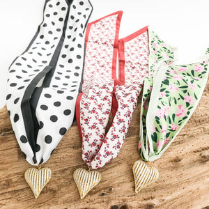 Ribbon CZ Heart On Scarf Necklace