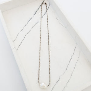 Petite Rope Chain 16” w/ Mini Pearl