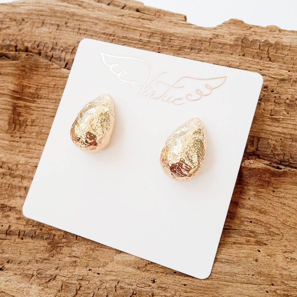 Hammered Teardrop Studs